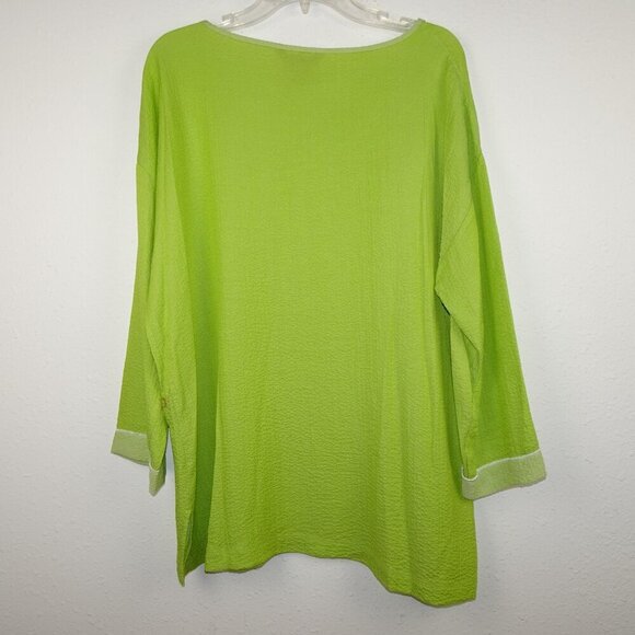 Ali Miles Tunic Top Women's Size L Green Colorful Boho Loose Fit Textured - Picture 5 of 10